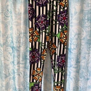 LuLaRoe Colorful Floral and Stripe Leggings